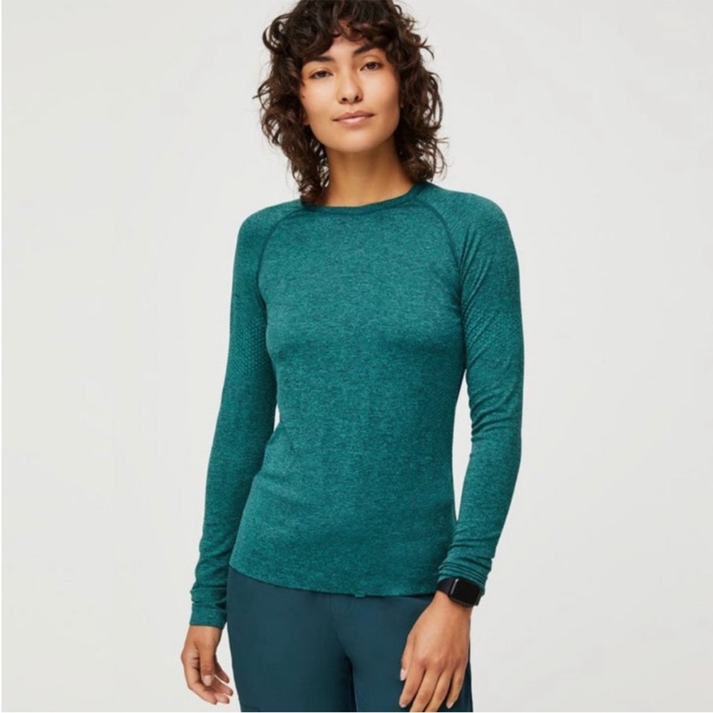 Figs Salta Dark Green Seamless Long Sleeve Top Sz M